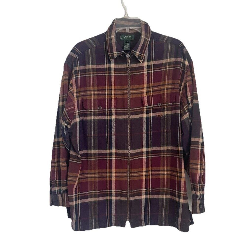 Lauren Ralph Lauren Vintage Cotton Flannel Full Zip Shacket Women's